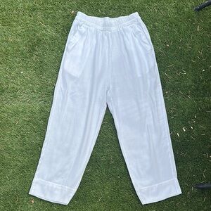 Women’s high waist White romantic, tropical, vacation, summer, cottage Pants sm